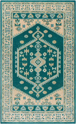 Surya Milas 2' X 3' Handmade Wool Rug - Exquisite Low Pile Design, Perfect For Elegant Home Décor Teal Wool Msl2301-576
