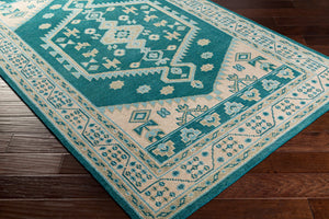 Surya Milas 2' X 3' Handmade Wool Rug - Exquisite Low Pile Design, Perfect For Elegant Home Décor Teal Wool Msl2301-576