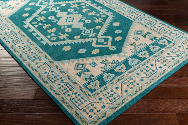 Surya Milas 2' X 3' Handmade Wool Rug - Exquisite Low Pile Design, Perfect For Elegant Home Décor Teal Wool Msl2301-576