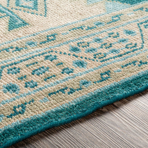 Surya Milas 2' X 3' Handmade Wool Rug - Exquisite Low Pile Design, Perfect For Elegant Home Décor Teal Wool Msl2301-576