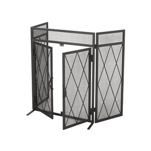 English Elm Christopher Knight Home® - FOLDING Folding Screen with Door Matte Black Iron Room Divider Privacy Panel Durable 34.25x28.25x4.5" 67300.00MTBLK