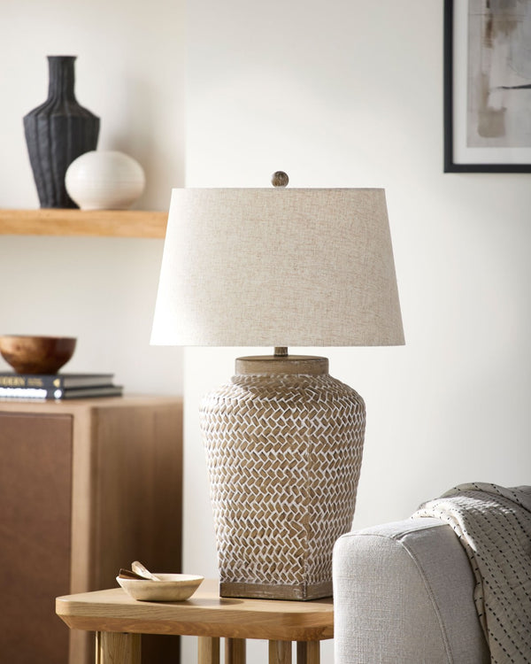 Surya Marsico Ceramic Table Lamp with Linen Shade Warm Traditional Glow for Any Room MSO-001