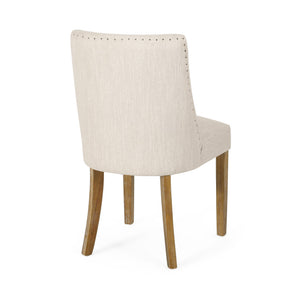 English Elm Fabric Dining Chairs with Nailhead Trim Plush Seat Rubberwood Legs Set of 2 72610.00
