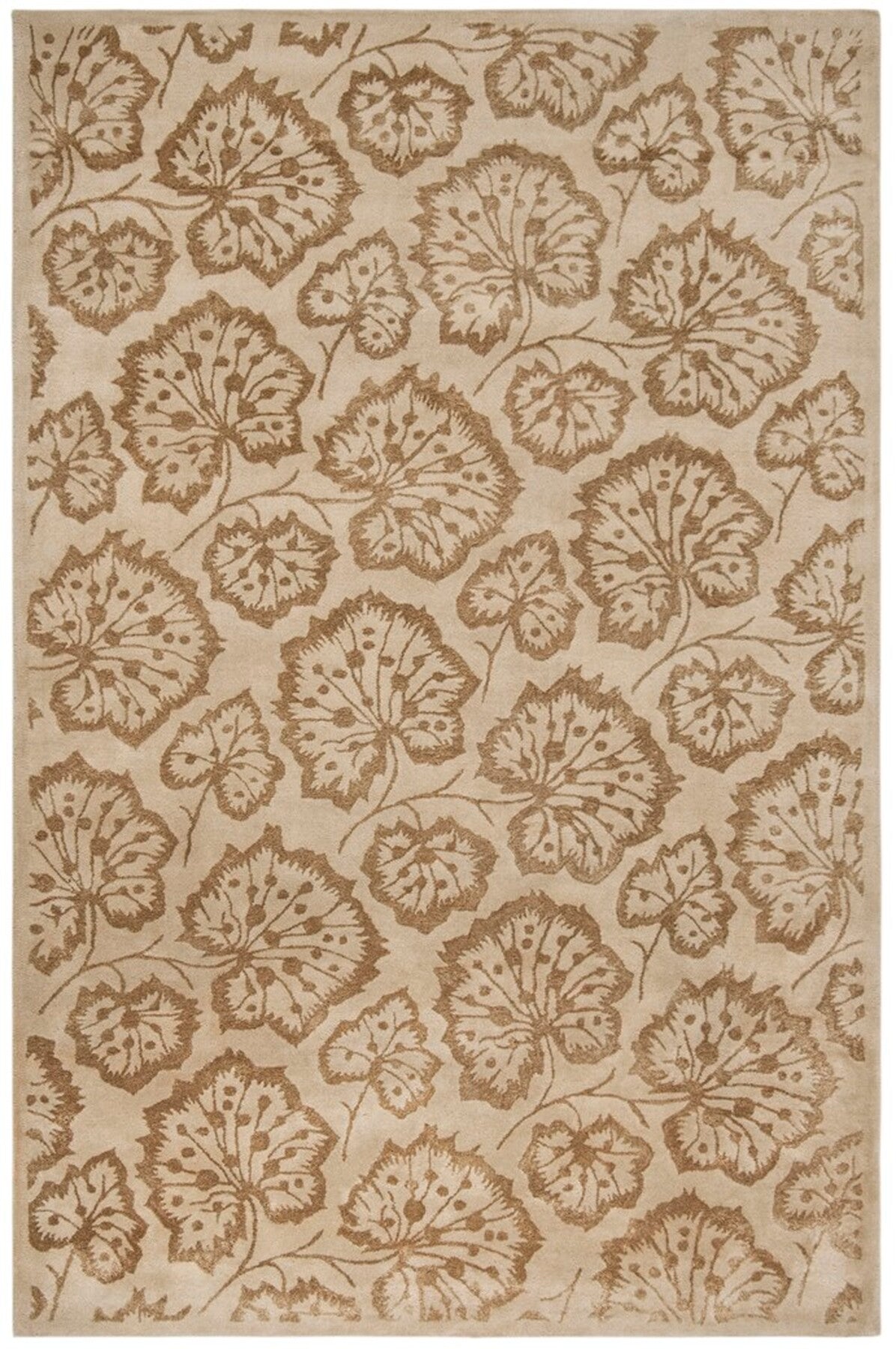 Leavy Rug Geranium Leaf Area Rug - Luxurious 50% Viscose & 50% Wool Blend for a