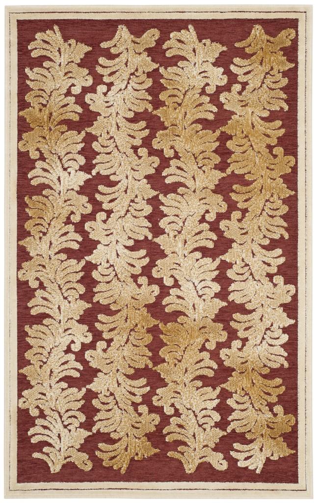Safavieh Plume Stripe Power Loomed 75% Viscose, 18% Polyester, 7% Cotton Rug Red MSR4448C-24