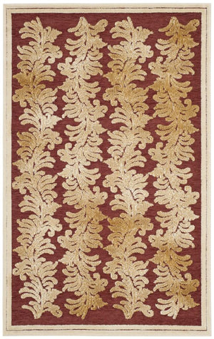 Safavieh Plume Stripe Power Loomed 75% Viscose, 18% Polyester, 7% Cotton Rug Red MSR4448C-24