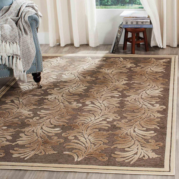Safavieh Plume Stripe Power Loomed Rug Brown 2'-7" x 4'