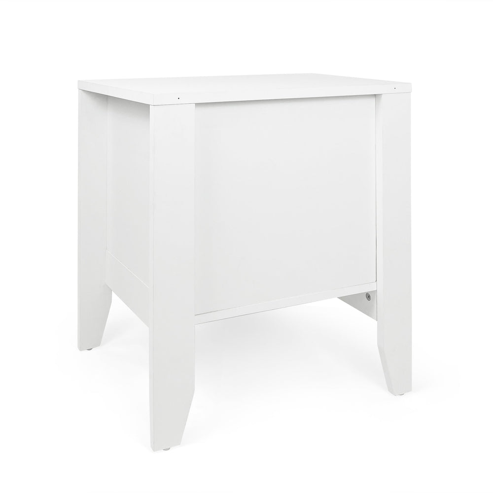 English Elm Christopher Knight Home® - Modern Nightstand with Drawer and Open Cubby, Faux Wood Mid Century Bedside Table, 2-Tier Storage Nightstand for Bedrooms, 21"W x 24.4"H White 70949.00WHI