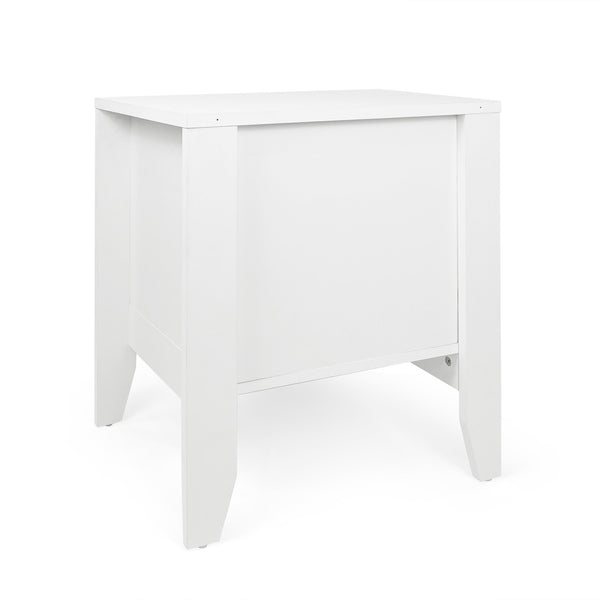 English Elm Christopher Knight Home® - Modern Nightstand with Drawer and Open Cubby, Faux Wood Mid Century Bedside Table, 2-Tier Storage Nightstand for Bedrooms, 21"W x 24.4"H White 70949.00WHI