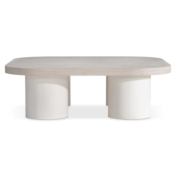 Bernhardt Bernhardt Round‑Square Turo Cocktail Table In Wire‑Brushed Bone Oak With Fossil Cylinder Legs, 54" 508022