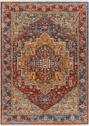 Livabliss Misterio Flatweave Turkish Polyester Area Rug Traditional Pattern Entryway Accent Dark Blue, Rust 9' x 12'10" MST2303-9125