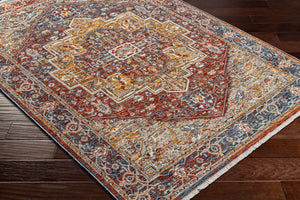 Livabliss Misterio Flatweave Turkish Polyester Area Rug Traditional Pattern Entryway Accent Dark Blue, Rust 9' x 12'10" MST2303-9125