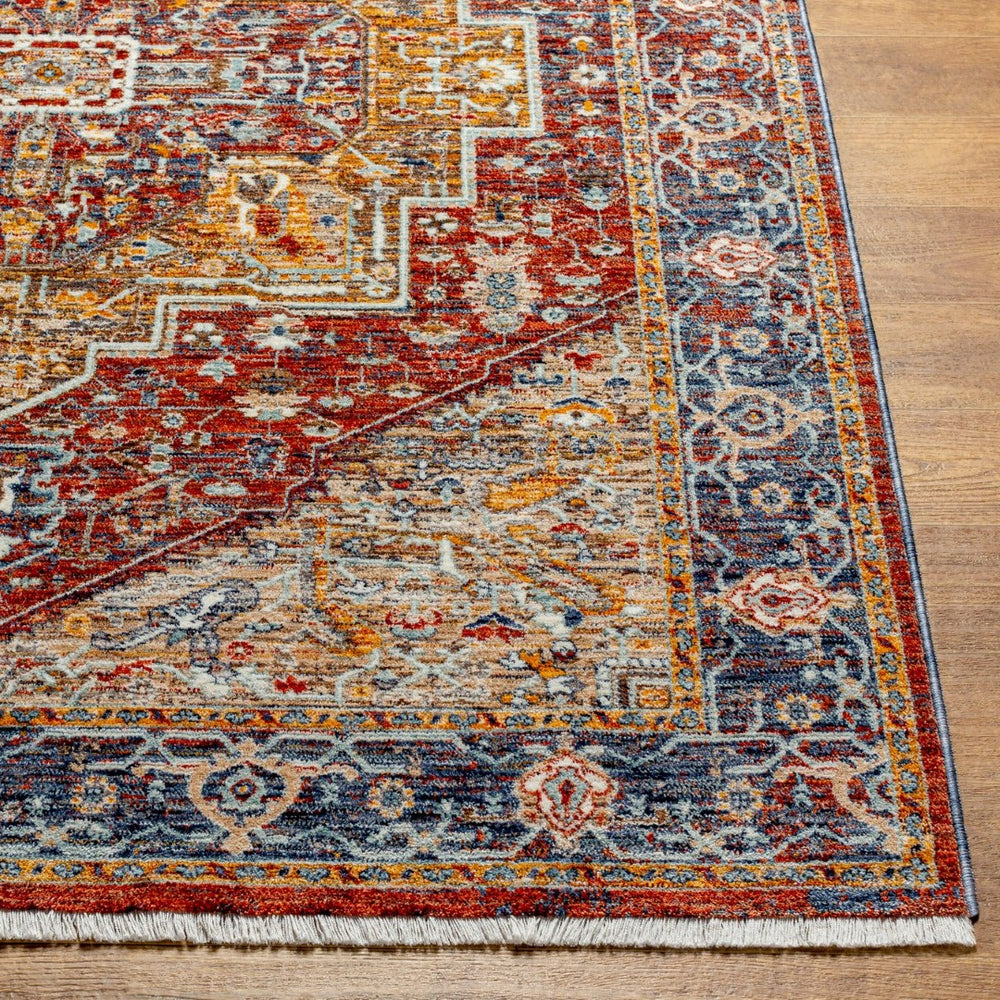 Livabliss Misterio Flatweave Turkish Polyester Area Rug Traditional Pattern Entryway Accent Dark Blue, Rust 9' x 12'10" MST2303-9125