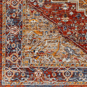 Livabliss Misterio Flatweave Turkish Polyester Area Rug Traditional Pattern Entryway Accent Dark Blue, Rust 9' x 12'10" MST2303-9125