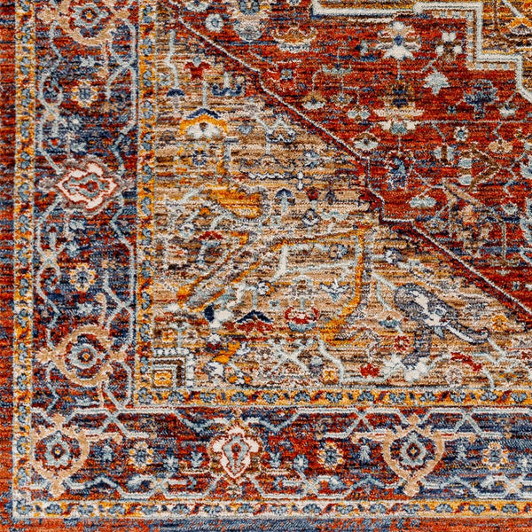 Livabliss Misterio Flatweave Turkish Polyester Area Rug Traditional Pattern Entryway Accent Dark Blue, Rust 9' x 12'10" MST2303-9125