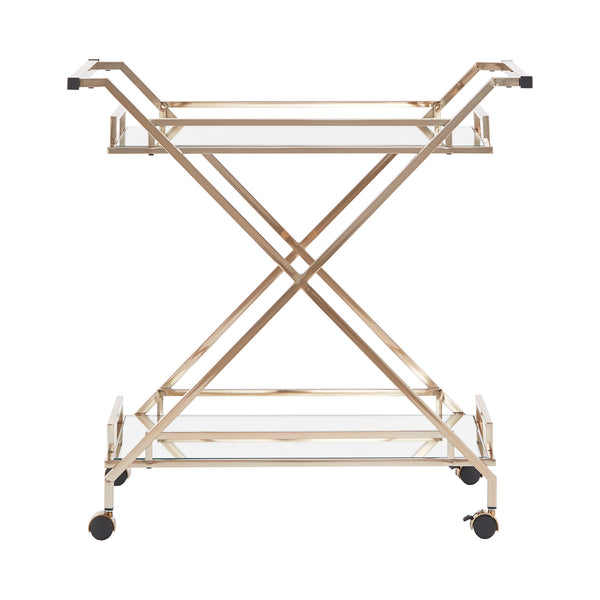 Homelegance By Top-Line Ronnie Champagne Gold Bar Cart Champagne Gold Metal