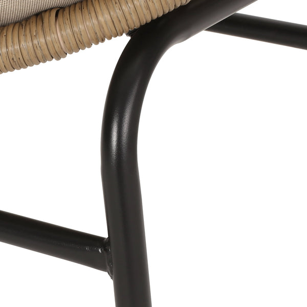 English Elm Christopher Knight Home® - EDGAR Wicker Dining Chairs Set of 2 with Tufted Water-Resistant Cushions, Powder-Coated Iron Frames, Boho Outdoor Seating — Durable 400lb Capacity, Light Brown Beige Finish 70831.00LBRN