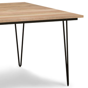 English Elm Hunter 54-inch Square Dining Table Natural — Solid Mango Wood Top, Black Hairpin Legs, Seats 8 Guests B136P158743