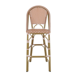 English Elm 29.5" Outdoor Pe Rattan Bistro Barstools Aluminum Frame All-weather Wicker Set of 2 71422.00RT