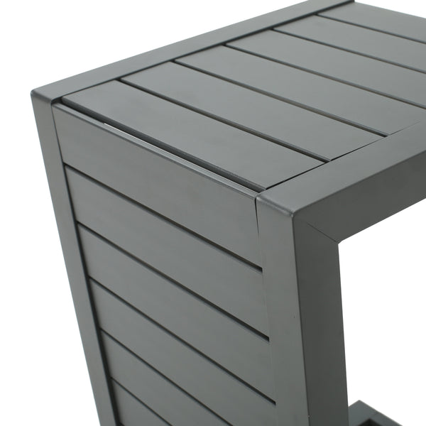 English Elm Christopher Knight Home® - CAPE C-shaped Aluminum Outdoor Side Table for Patio & Poolside — Lightweight, Weather-Resistant Design Grey 59990.00GRY