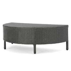 English Elm Christopher Knight Home® - PT LIMON Coffee Table – Stylish Faux Rattan & Iron Frame, No Assembly, 270 lb Capacity, Modern Low Profile Table Grey 54787.00GRY
