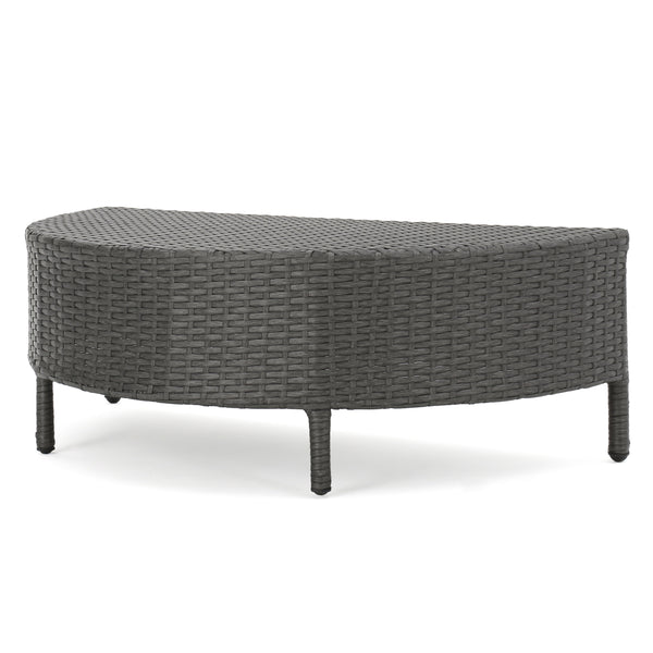 English Elm Christopher Knight Home® - PT LIMON Coffee Table – Stylish Faux Rattan & Iron Frame, No Assembly, 270 lb Capacity, Modern Low Profile Table Grey 54787.00GRY