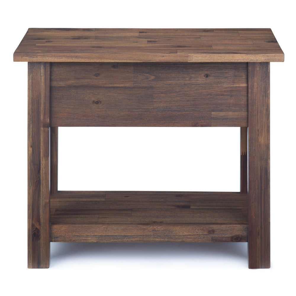 English Elm Monroe Narrow Side Table - Rustic Distressed Charcoal Finish With Storage Drawer And Shelf B136P158956