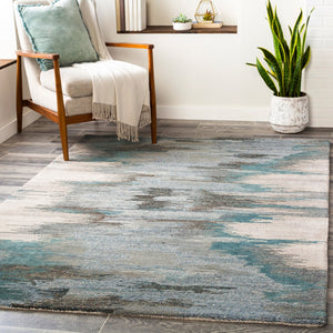 Surya Montclair 9' X 12' Handcrafted Elegant Rug - Global Inspired Design For Chic Home Décor Bliss! Teal Wool,Viscose Mtc2307-23