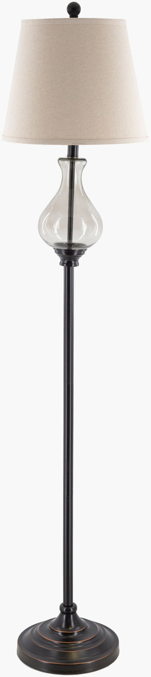 Surya Maarten 61" Accent Floor Lamp - Sophisticated Glass & Metal Design For Elegant Home Illumination Body, Metallic ,Bronze Iron,Glass,Iron,Linen,Polyester,Plastic Mte-002
