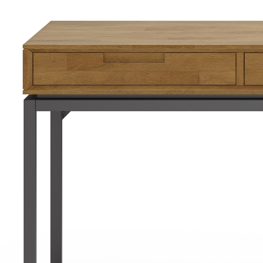 English Elm Banting Mid Century Wide Desk - Stylish Medium Saddle Brown With Versatile Storage & Metal Accents B136P158461