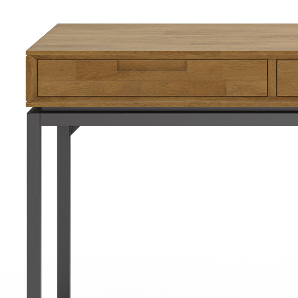 English Elm Banting Mid Century Wide Desk - Stylish Medium Saddle Brown With Versatile Storage & Metal Accents B136P158461