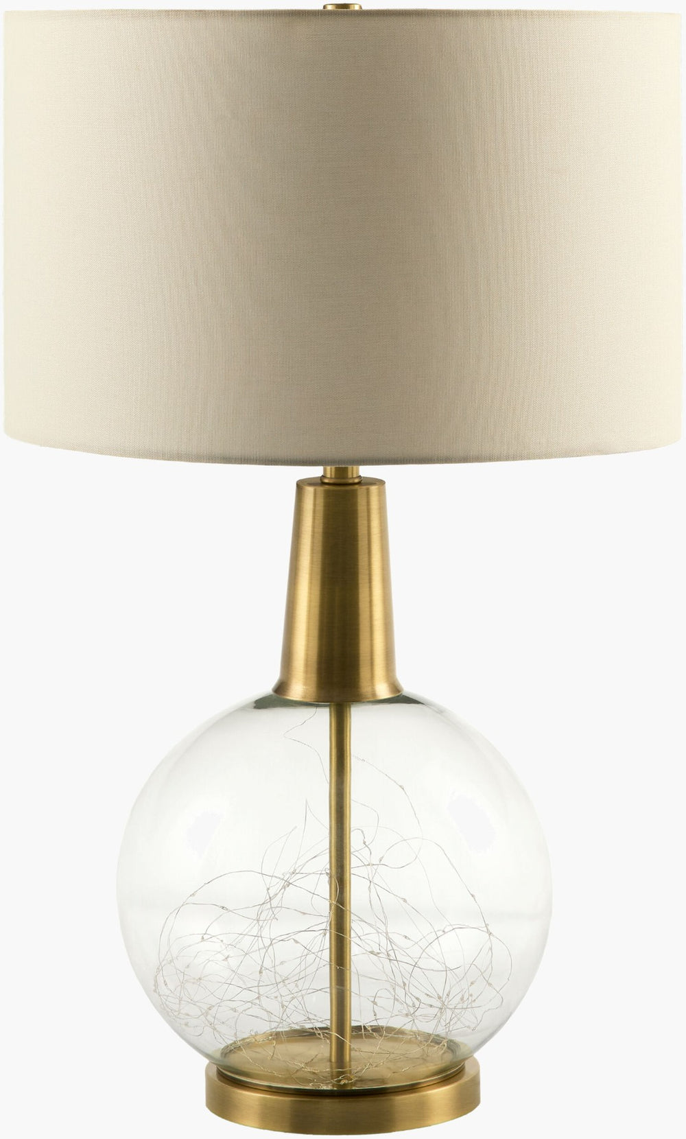 Livabliss Mittag Glass and Iron Bohemian Accent Lamp with Linen Shade for Warm Ambient Glow MTG-001