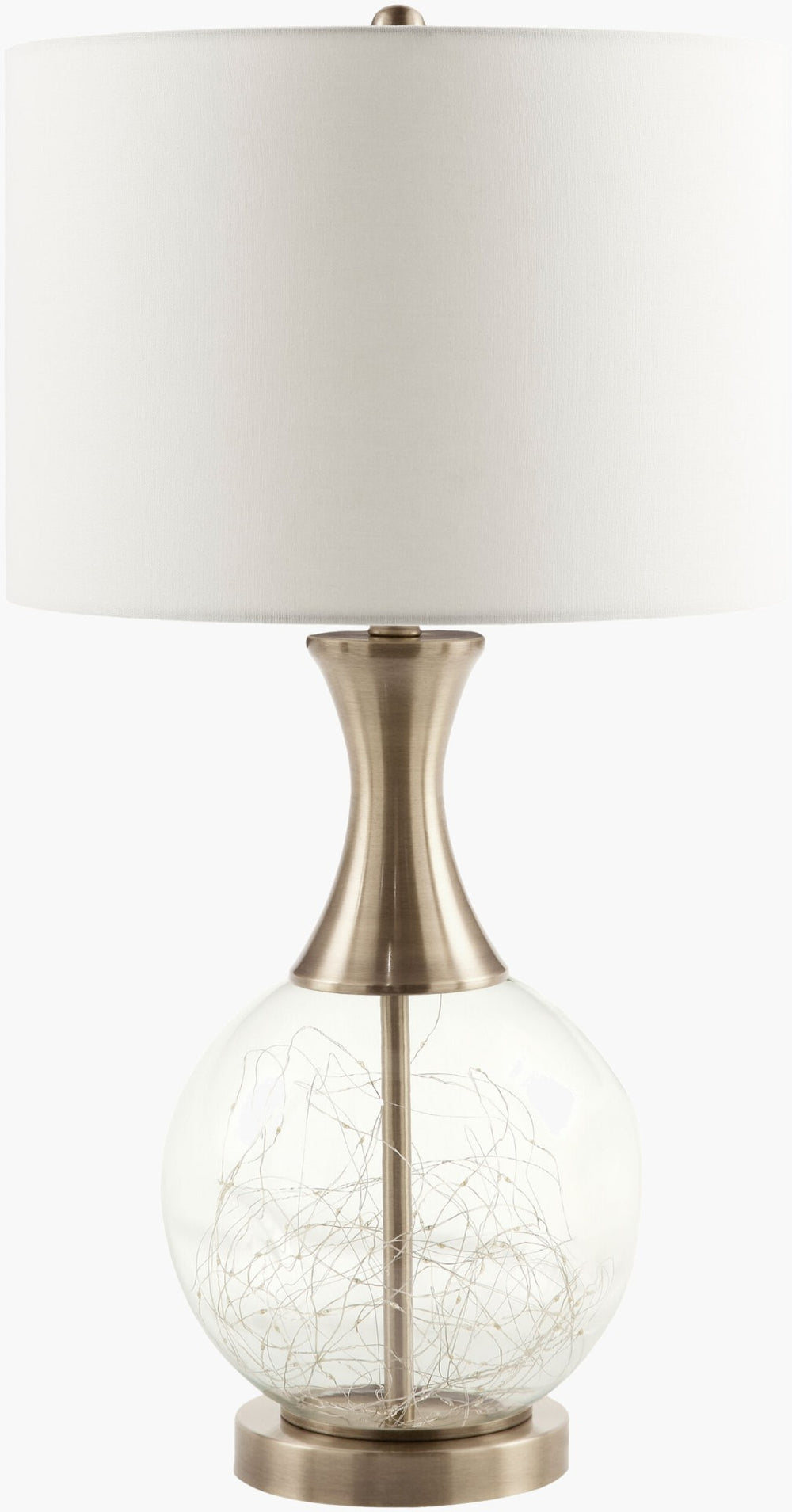 Livabliss Mittag Iron and Glass Bohemian Table Lamp with Linen Shade for Living Rooms MTG-003