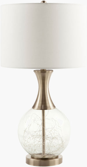 Livabliss Mittag Iron and Glass Bohemian Table Lamp with Linen Shade for Living Rooms MTG-003