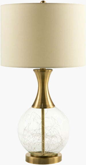 Livabliss Mittag Iron and Glass Bohemian Table Lamp with Linen Shade for Warm Ambient Glow MTG-004