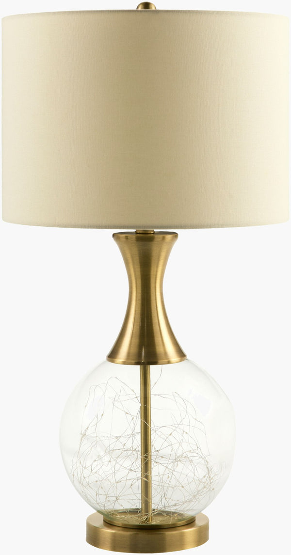 Livabliss Mittag Iron and Glass Bohemian Table Lamp with Linen Shade for Warm Ambient Glow MTG-004