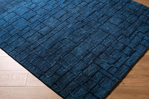 Livabliss Matterhorn Hand Tufted Wool Accent Rug Low Pile Minimalist Design for Entryway or Bedroom Midnight Blue, 2' x 3' MTH2302-23