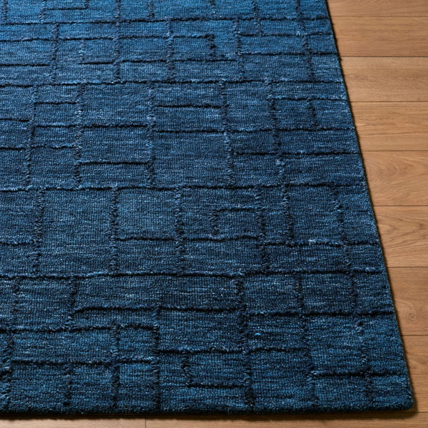 Livabliss Matterhorn Hand Tufted Wool Accent Rug Low Pile Minimalist Design for Entryway or Bedroom Midnight Blue, 2' x 3' MTH2302-23