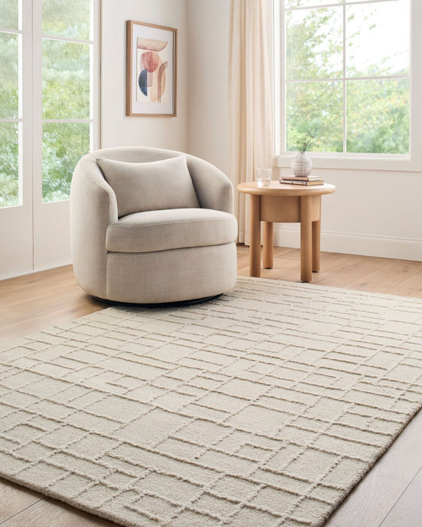 Livabliss Matterhorn Hand Tufted Wool Accent Rug Low Pile Minimalist Bedside or Entryway Piece Ivory, Cream 2' x 3' MTH2303-23
