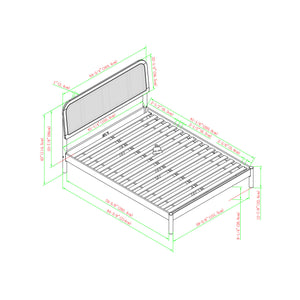Queen Platform Bed with Rattan Headboard Insert Black NRUB5CBL Walker Edison