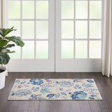 Nourison Tranquil TRA02 Machine Made Power-loomed No Border Indoor Only Farmhouse Vintage Rug Ivory,Light Blue, Blue and White 100% Polypropylene 99446483744