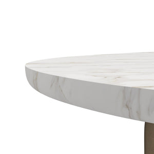 A.R.T. Furniture Verge Elegant Oval Cocktail Table: Sculptural Marble Top & Warm Metallic Base for Modern Living Rooms 337302-1043
