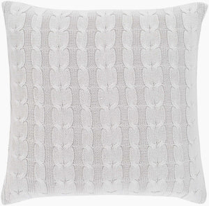 Surya Milton 20" Hand Knitted Accent Pillow - Cozy Cotton Decor With Rustic Charm For Any Room Light Slate Cotton,Cotton Mtn001-2020d