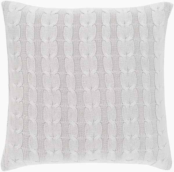 Surya Milton 20" Hand Knitted Accent Pillow - Cozy Cotton Decor With Rustic Charm For Any Room Light Slate Cotton,Cotton Mtn001-2020d