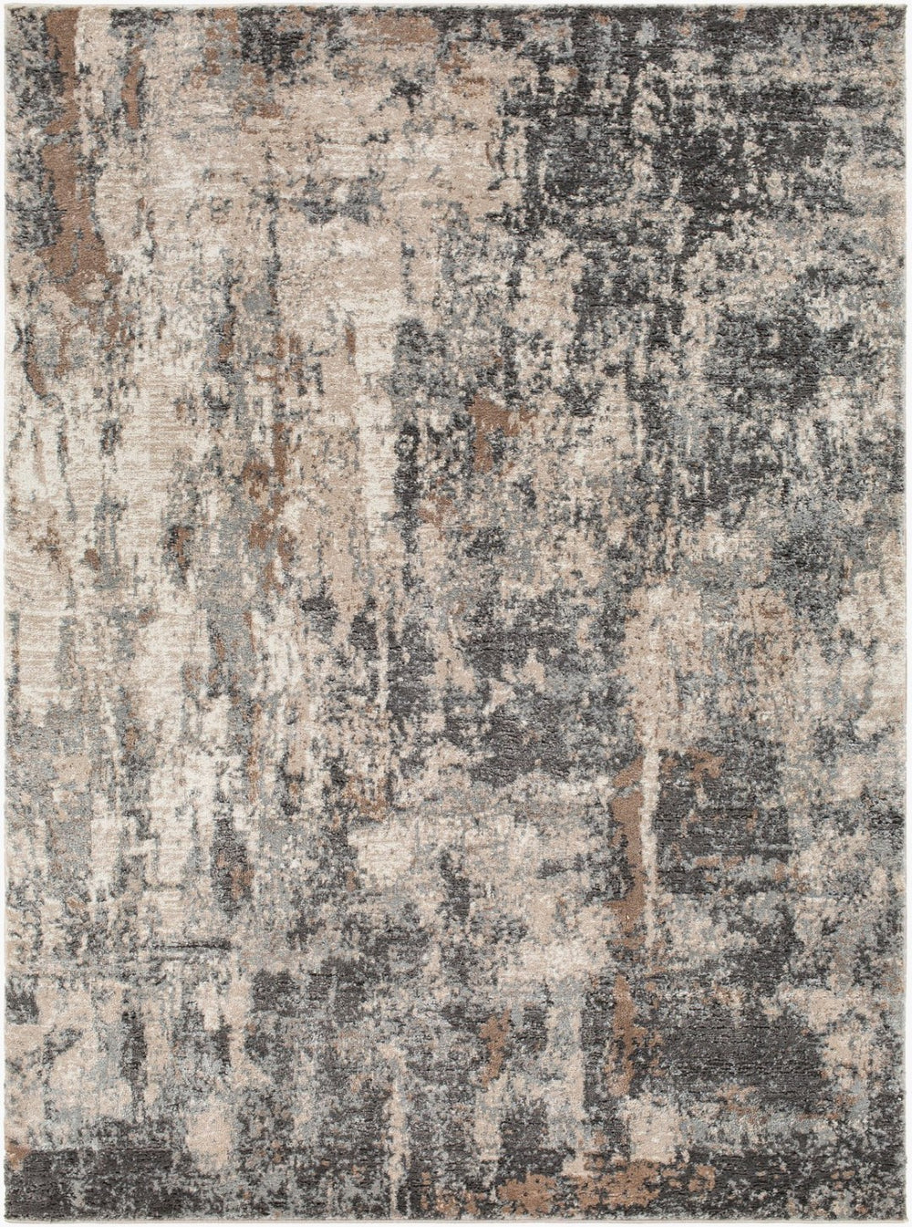 Livabliss Montana High Pile Area Rug Minimalist Geometric Design for Living Room or Bedroom Charcoal, Brown 6'7" x 9' MTN2303-679