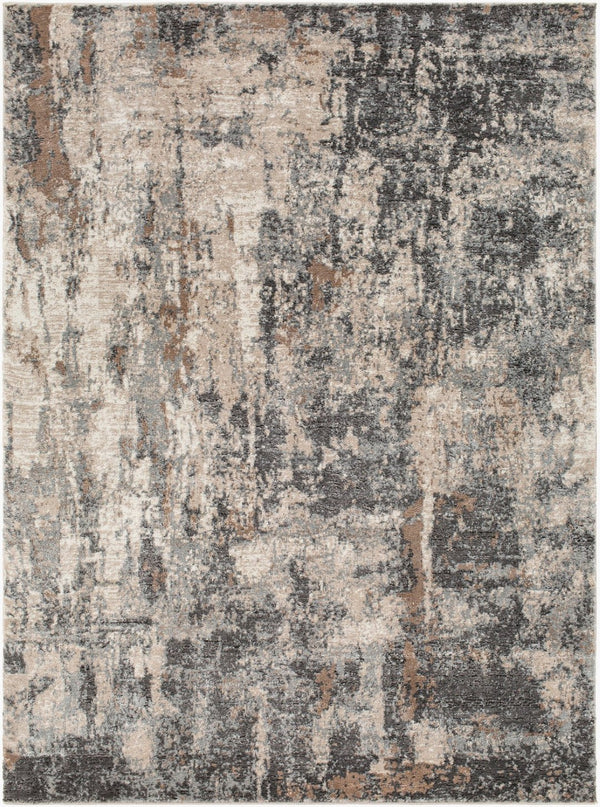Livabliss Montana High Pile Area Rug Minimalist Geometric Design for Living Room or Bedroom Charcoal, Brown 6'7" x 9' MTN2303-679