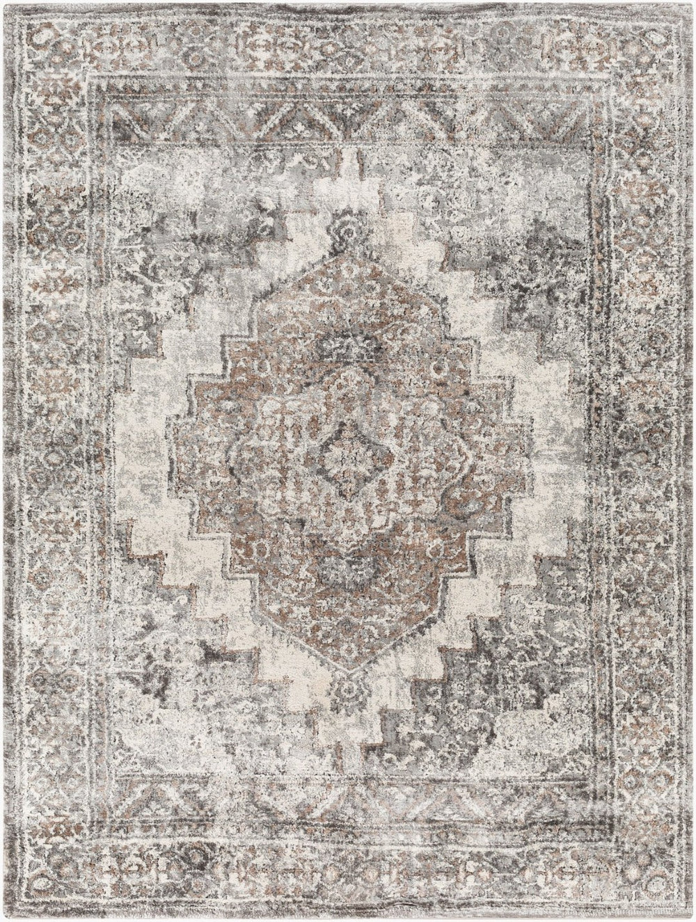 Livabliss Montana Machine Woven Medallion Area Rug High Pile Polypropylene Living Room Accent Gray, Charcoal 9'2" x 12' MTN2306-9212