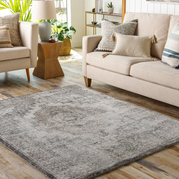 Livabliss Montana Machine Woven Medallion Area Rug High Pile Polypropylene Living Room Accent Gray, Charcoal 9'2" x 12' MTN2306-9212