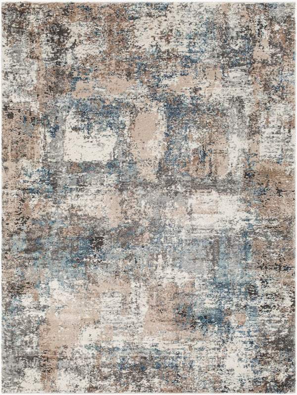 Livabliss Montana Machine Woven Polypropylene Polyester Rug Sculpted High Low Pile Sheen Denim, Brown 3'11" x 5'7" MTN2308-31157