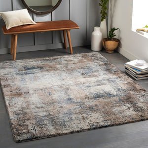 Livabliss Montana Machine Woven Polypropylene Polyester Rug Sculpted High Low Pile Sheen Denim, Brown 3'11" x 5'7" MTN2308-31157